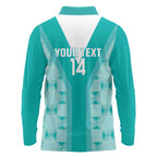 Custom South Africa Rugby Long Sleeve Polo Shirt Go Champions Springboks - Teal Version