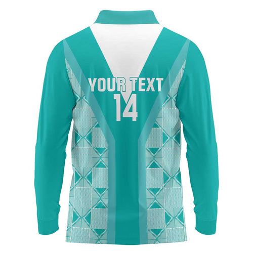 Custom South Africa Rugby Long Sleeve Polo Shirt Go Champions Springboks - Teal Version
