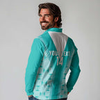 Custom South Africa Rugby Long Sleeve Polo Shirt Go Champions Springboks - Teal Version