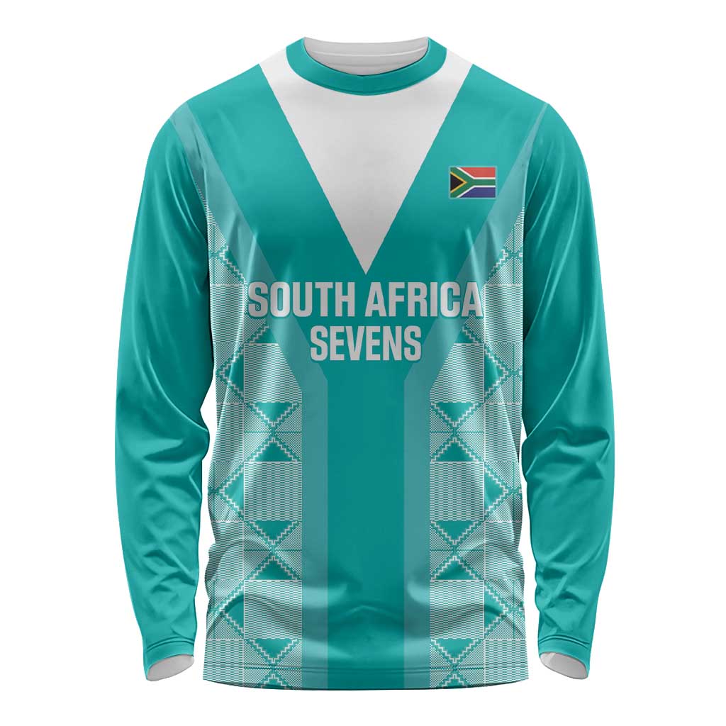 Custom South Africa Rugby Long Sleeve Shirt Go Champions Springboks - Teal Version