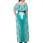 Custom South Africa Rugby Off Shoulder Maxi Dress Go Champions Springboks - Teal Version