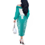 Custom South Africa Rugby Off The Shoulder Long Sleeve Dress Go Champions Springboks - Teal Version