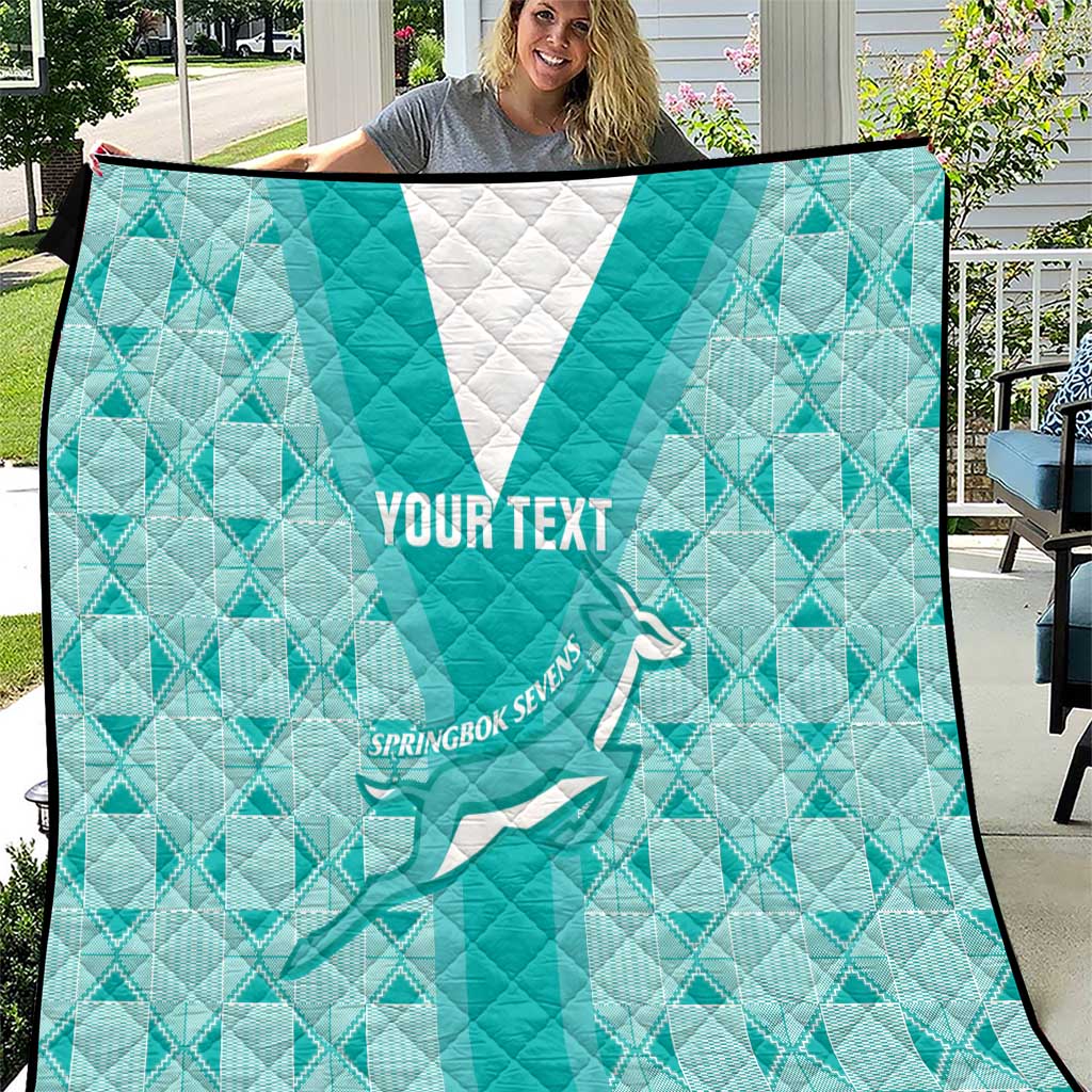 Custom South Africa Rugby Quilt Go Champions Springboks - Teal Version