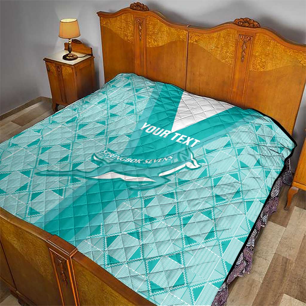 Custom South Africa Rugby Quilt Go Champions Springboks - Teal Version