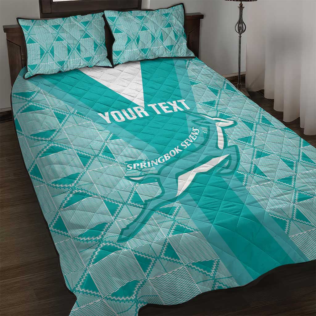 Custom South Africa Rugby Quilt Bed Set Go Champions Springboks - Teal Version