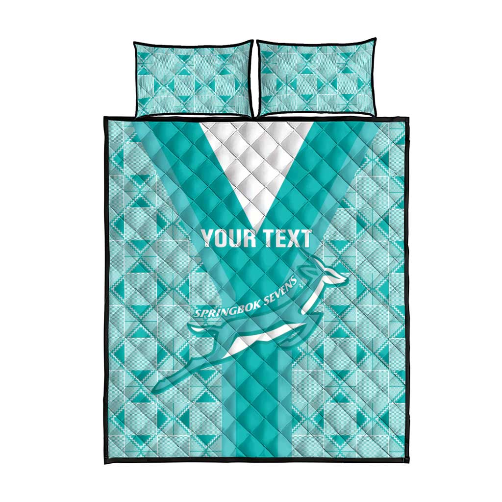 Custom South Africa Rugby Quilt Bed Set Go Champions Springboks - Teal Version