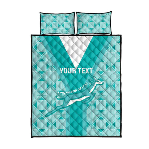Custom South Africa Rugby Quilt Bed Set Go Champions Springboks - Teal Version