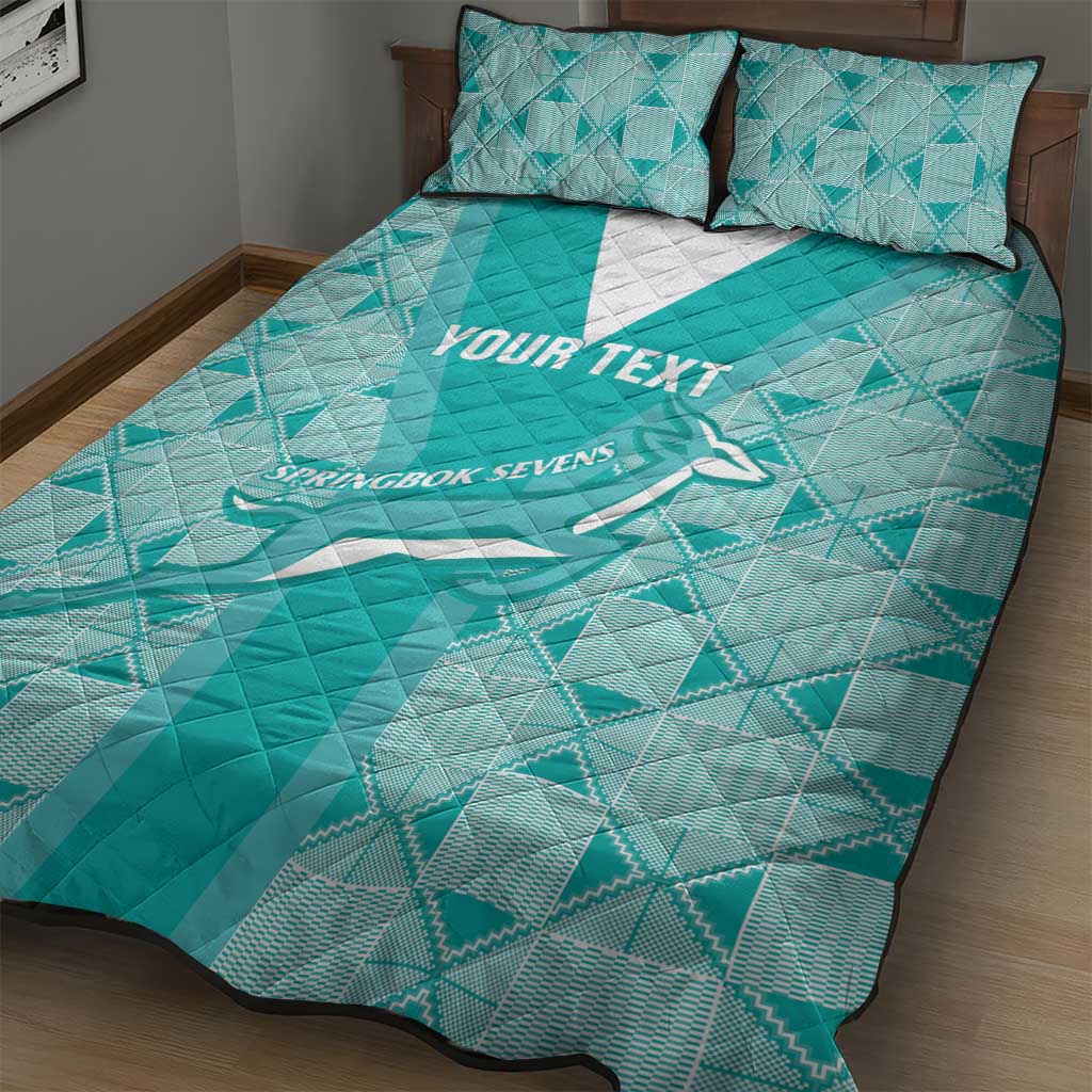 Custom South Africa Rugby Quilt Bed Set Go Champions Springboks - Teal Version