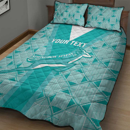 Custom South Africa Rugby Quilt Bed Set Go Champions Springboks - Teal Version