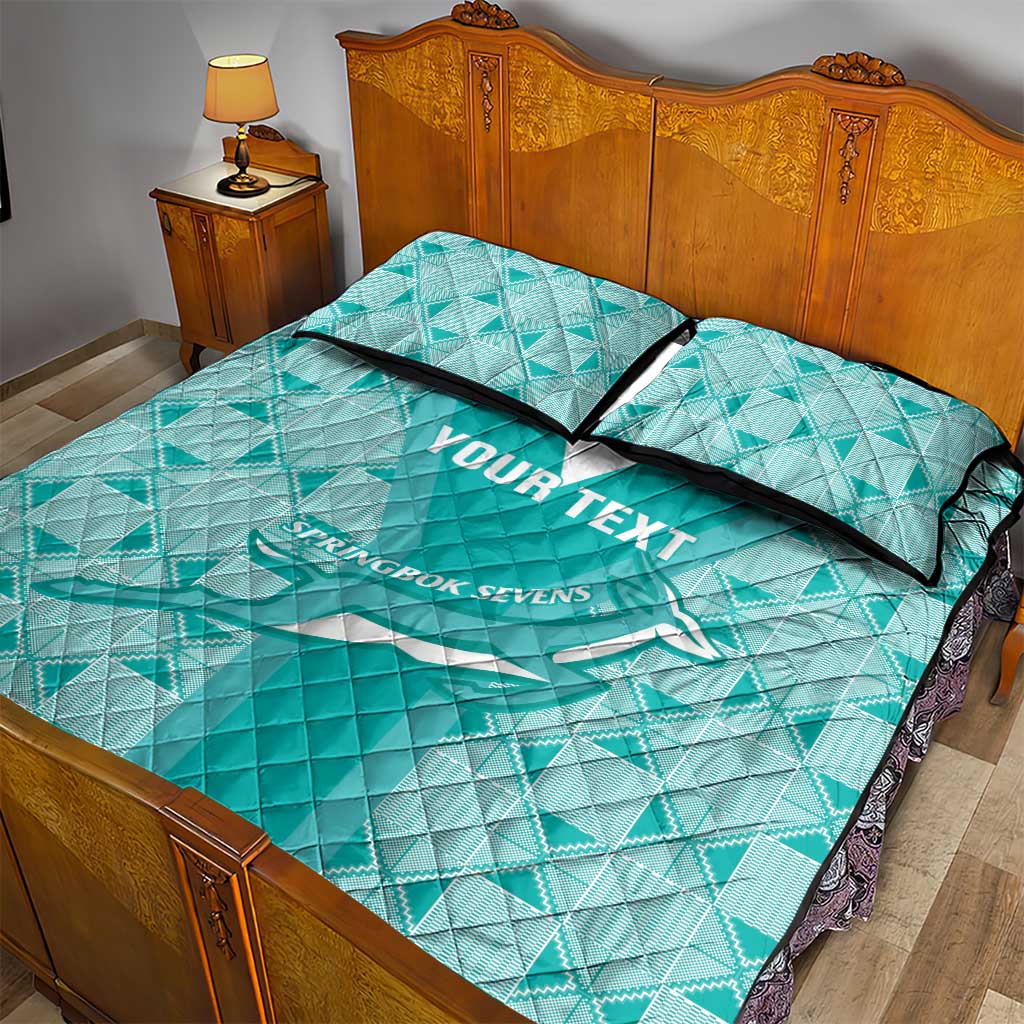 Custom South Africa Rugby Quilt Bed Set Go Champions Springboks - Teal Version