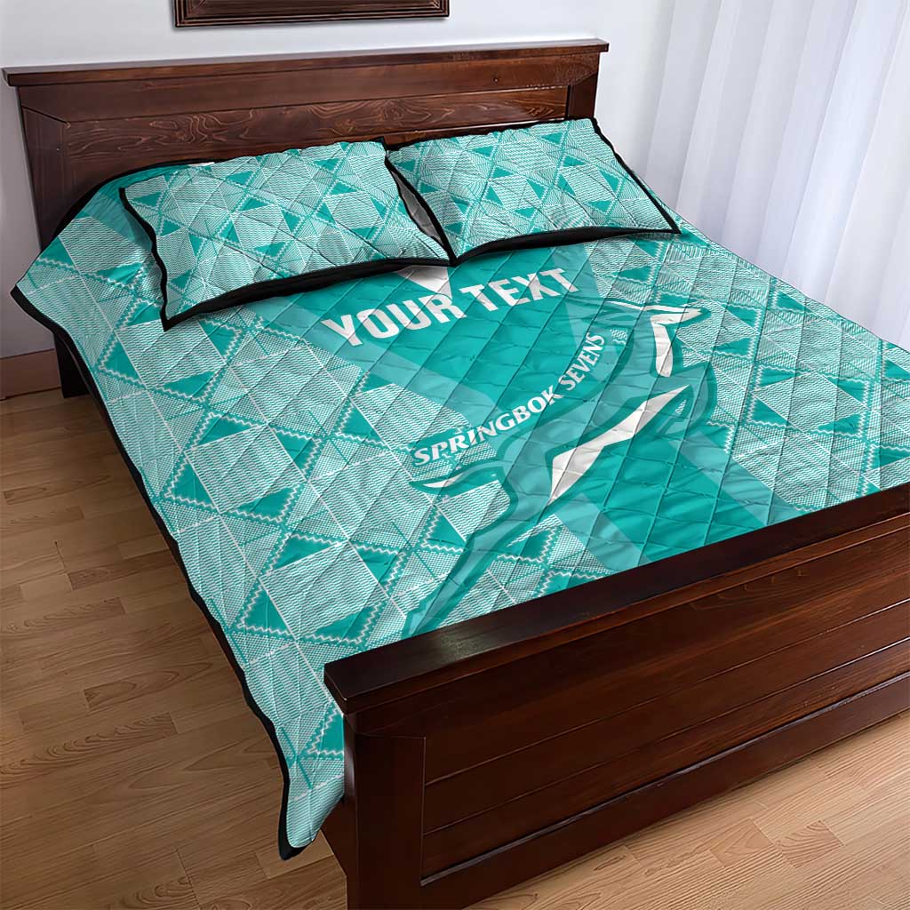 Custom South Africa Rugby Quilt Bed Set Go Champions Springboks - Teal Version