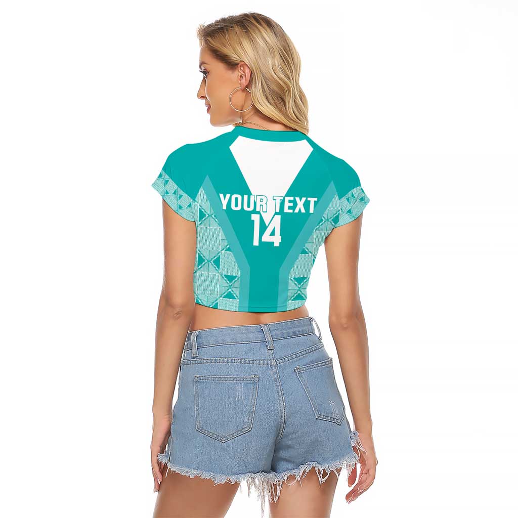 Custom South Africa Rugby Raglan Cropped T Shirt Go Champions Springboks - Teal Version