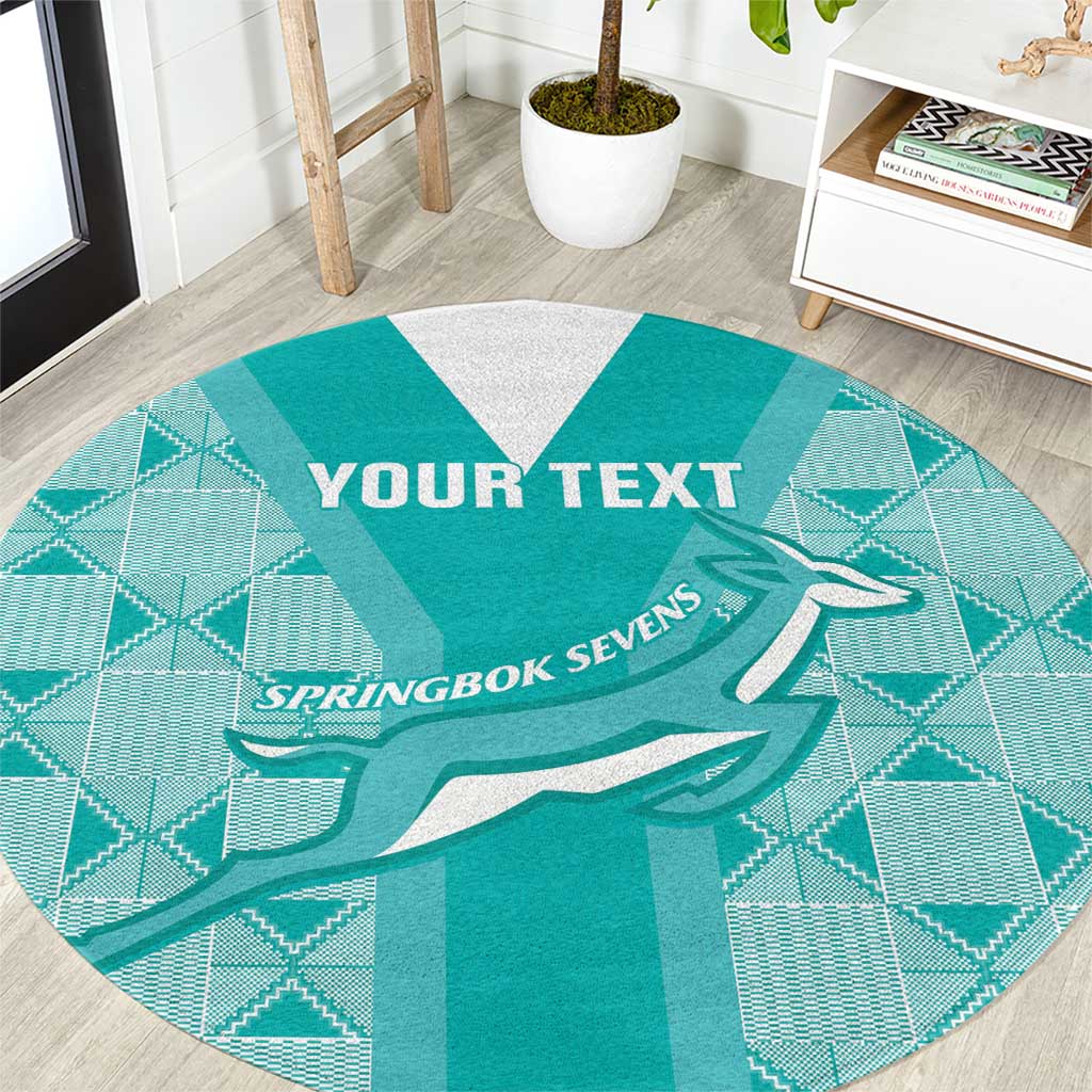 Custom South Africa Rugby Round Carpet Go Champions Springboks - Teal Version
