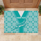 Custom South Africa Rugby Rubber Doormat Go Champions Springboks - Teal Version