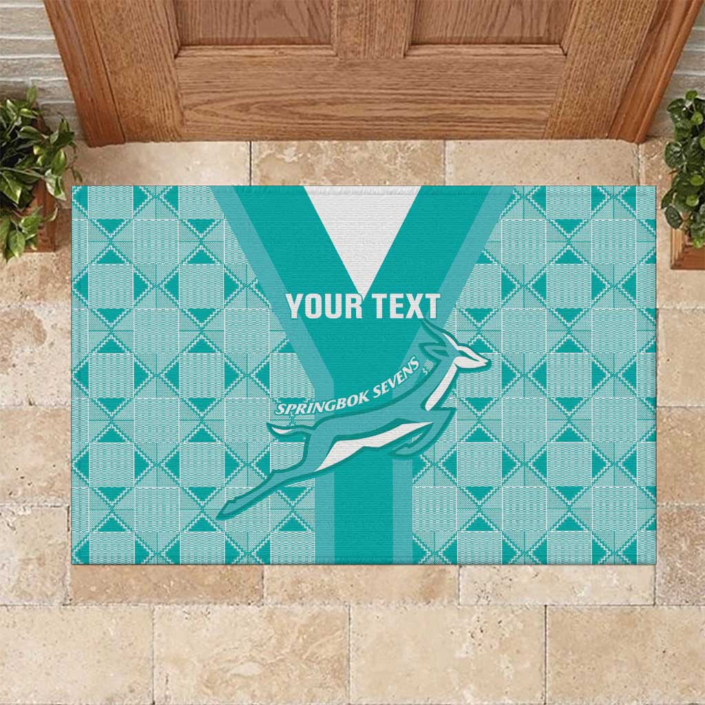Custom South Africa Rugby Rubber Doormat Go Champions Springboks - Teal Version