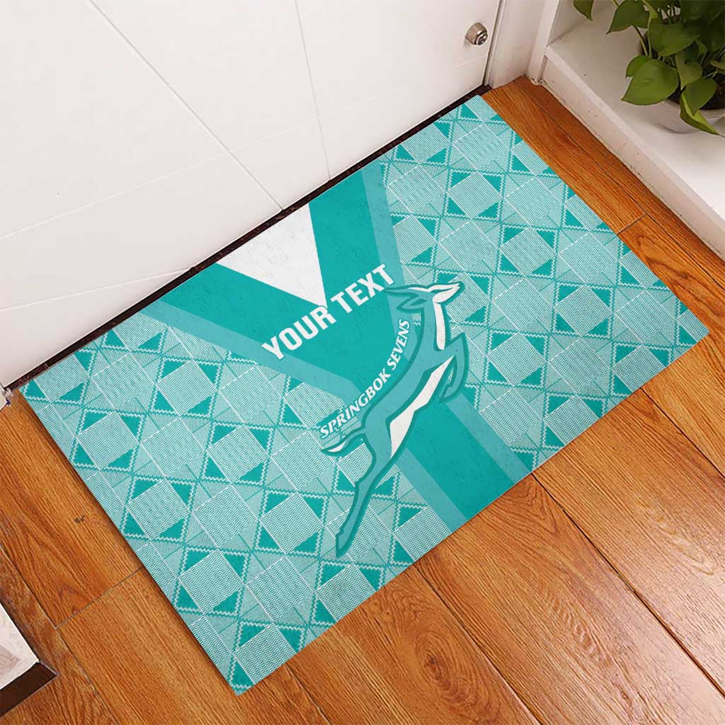 Custom South Africa Rugby Rubber Doormat Go Champions Springboks - Teal Version