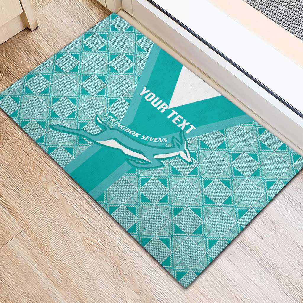 Custom South Africa Rugby Rubber Doormat Go Champions Springboks - Teal Version