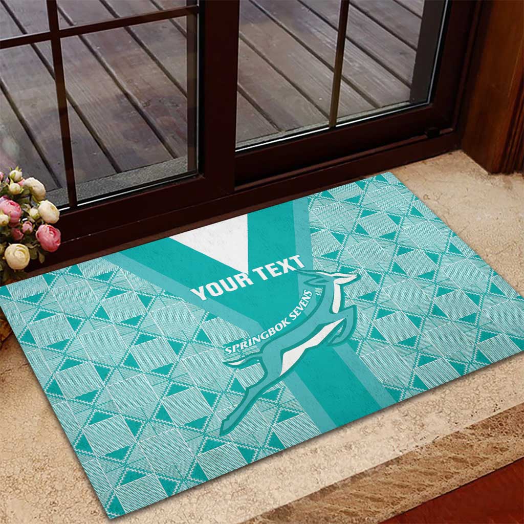 Custom South Africa Rugby Rubber Doormat Go Champions Springboks - Teal Version