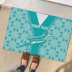 Custom South Africa Rugby Rubber Doormat Go Champions Springboks - Teal Version