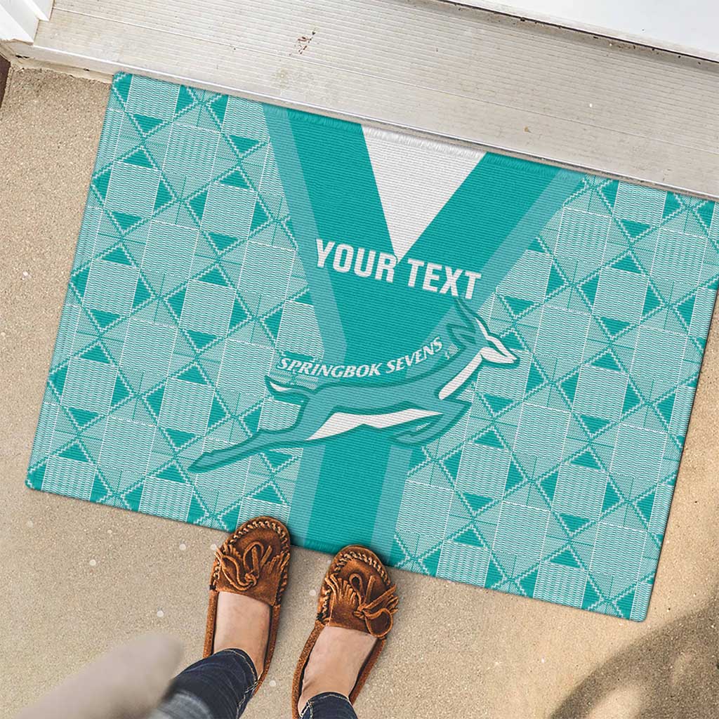 Custom South Africa Rugby Rubber Doormat Go Champions Springboks - Teal Version