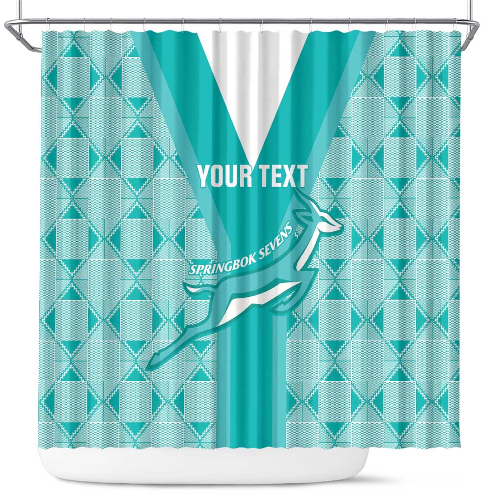 Custom South Africa Rugby Shower Curtain Go Champions Springboks - Teal Version