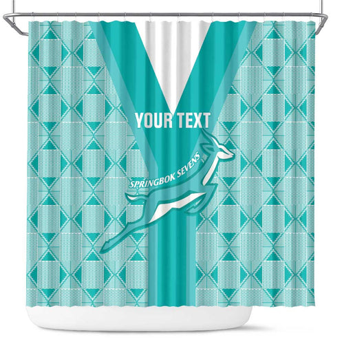 Custom South Africa Rugby Shower Curtain Go Champions Springboks - Teal Version