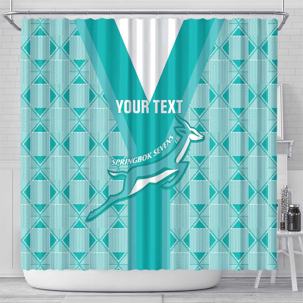 Custom South Africa Rugby Shower Curtain Go Champions Springboks - Teal Version