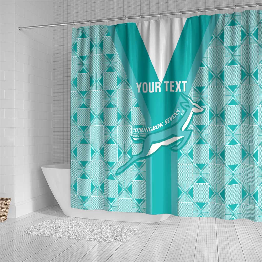 Custom South Africa Rugby Shower Curtain Go Champions Springboks - Teal Version