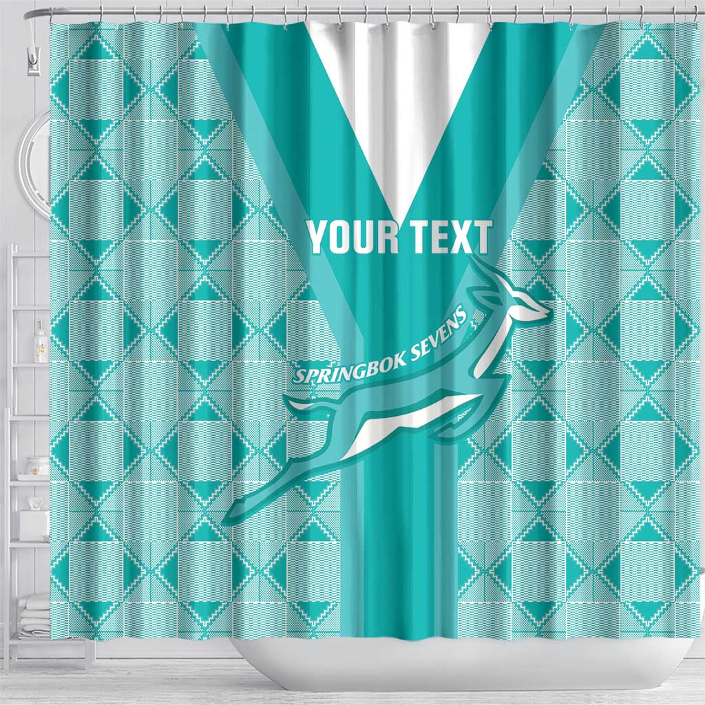 Custom South Africa Rugby Shower Curtain Go Champions Springboks - Teal Version