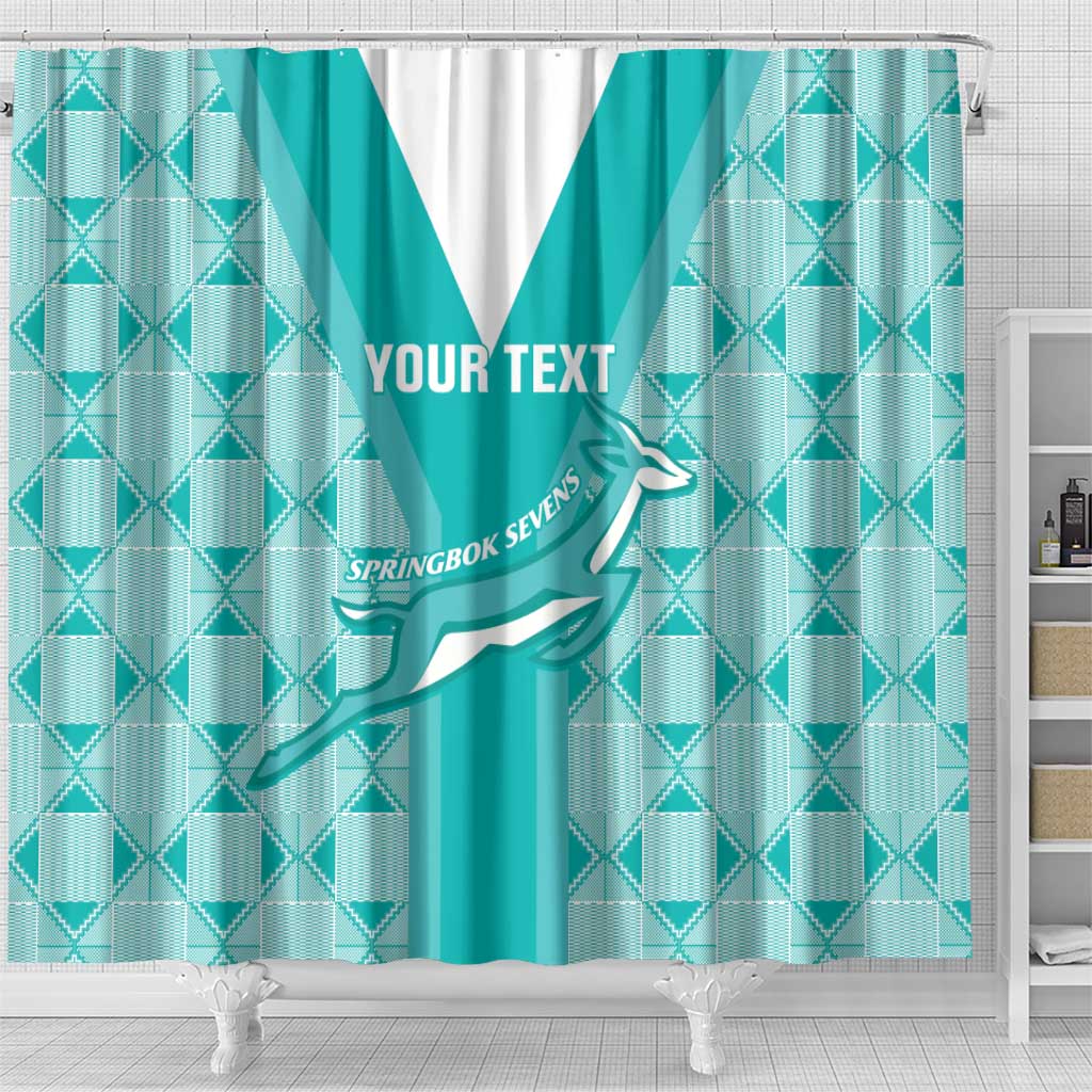 Custom South Africa Rugby Shower Curtain Go Champions Springboks - Teal Version