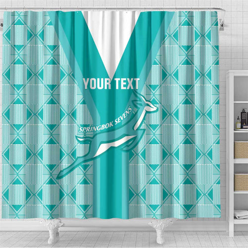 Custom South Africa Rugby Shower Curtain Go Champions Springboks - Teal Version