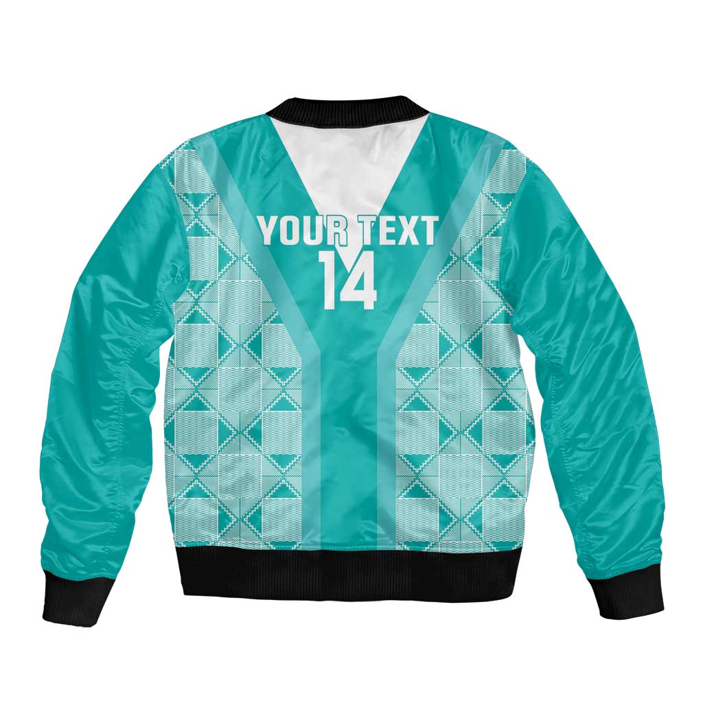 Custom South Africa Rugby Sleeve Zip Bomber Jacket Go Champions Springboks - Teal Version