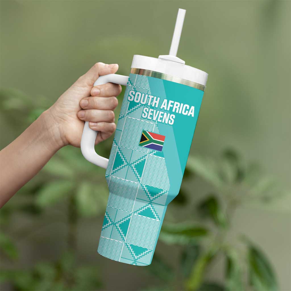 Custom South Africa Rugby Tumbler With Handle Go Champions Springboks - Teal Version