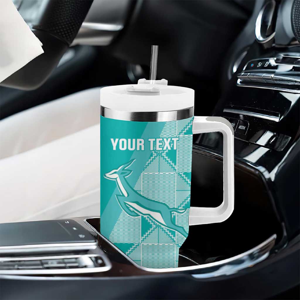 Custom South Africa Rugby Tumbler With Handle Go Champions Springboks - Teal Version