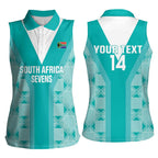 Custom South Africa Rugby Women Sleeveless Polo Shirt Go Champions Springboks - Teal Version