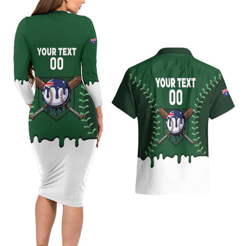 Australia 2026 Baseball Custom Couples Matching Long Sleeve Bodycon Dress and Hawaiian Shirt Go Aussie Drip Style