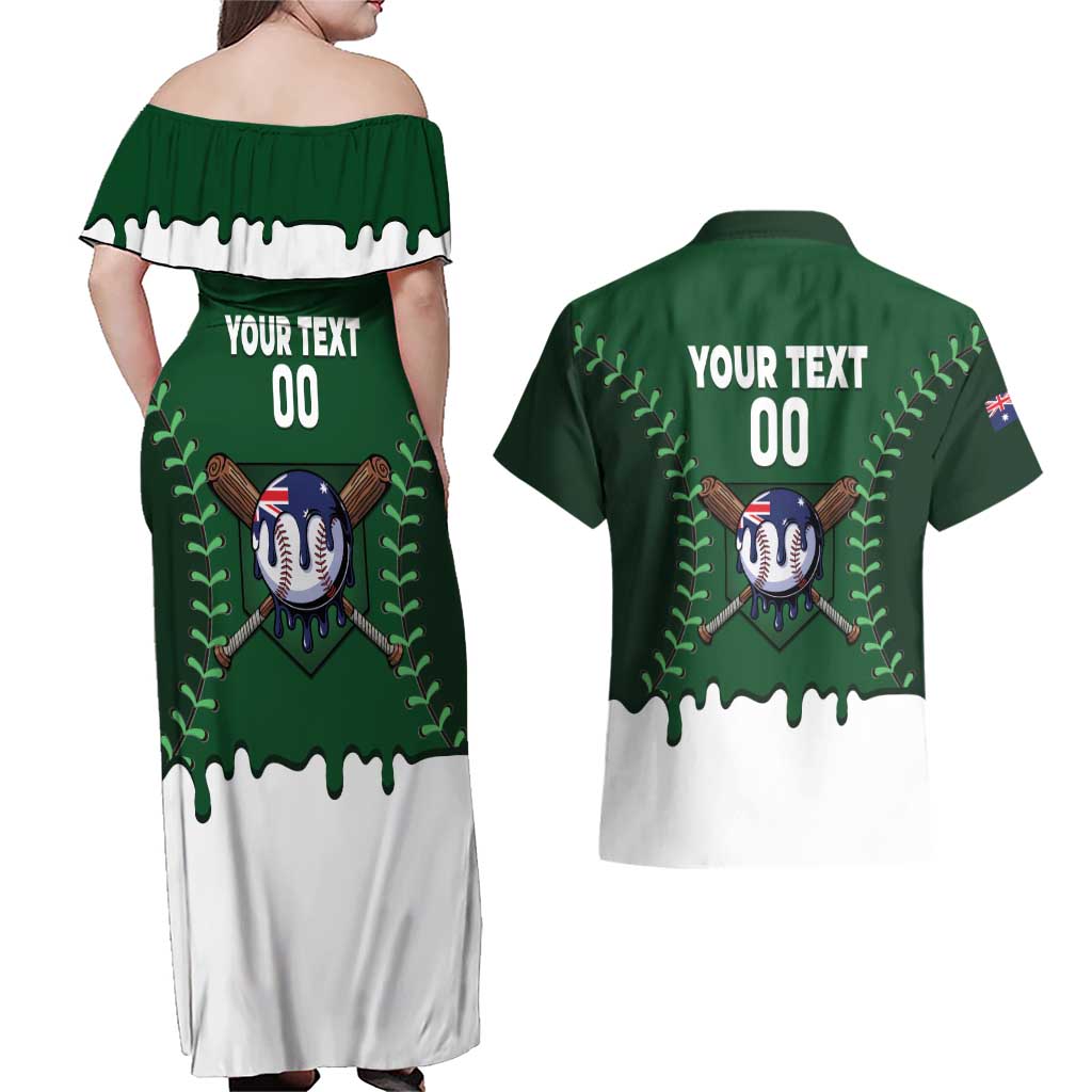 Australia 2026 Baseball Custom Couples Matching Off Shoulder Maxi Dress and Hawaiian Shirt Go Aussie Drip Style