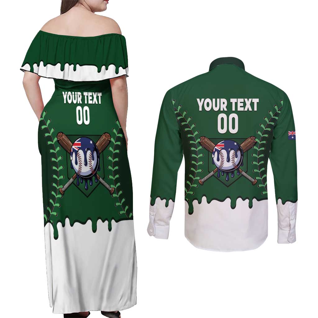 Australia 2026 Baseball Custom Couples Matching Off Shoulder Maxi Dress and Long Sleeve Button Shirt Go Aussie Drip Style