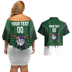 Australia 2026 Baseball Custom Couples Matching Off Shoulder Short Dress and Hawaiian Shirt Go Aussie Drip Style