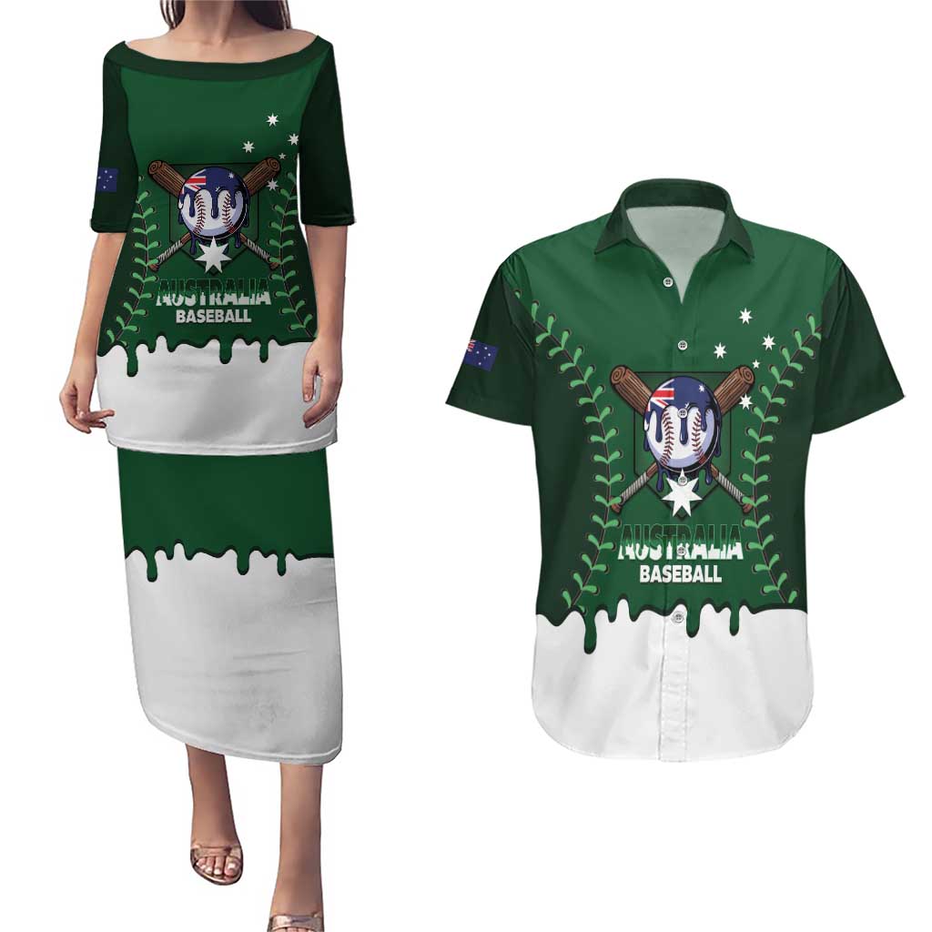 Australia 2026 Baseball Custom Couples Matching Puletasi and Hawaiian Shirt Go Aussie Drip Style