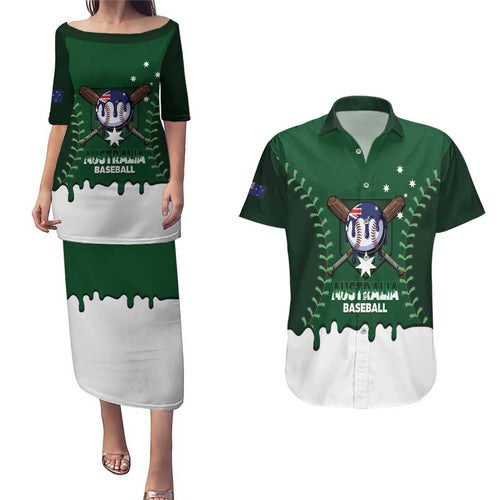 Australia 2026 Baseball Custom Couples Matching Puletasi and Hawaiian Shirt Go Aussie Drip Style