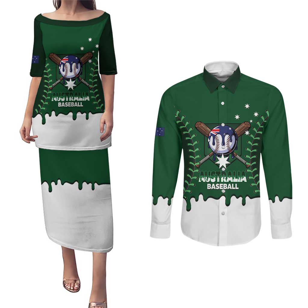 Australia 2026 Baseball Custom Couples Matching Puletasi and Long Sleeve Button Shirt Go Aussie Drip Style