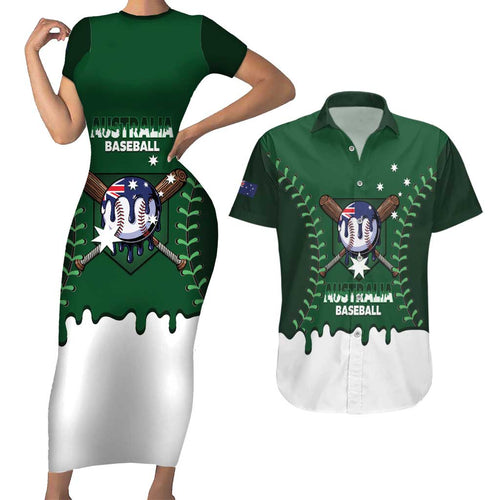Australia 2026 Baseball Custom Couples Matching Short Sleeve Bodycon Dress and Hawaiian Shirt Go Aussie Drip Style