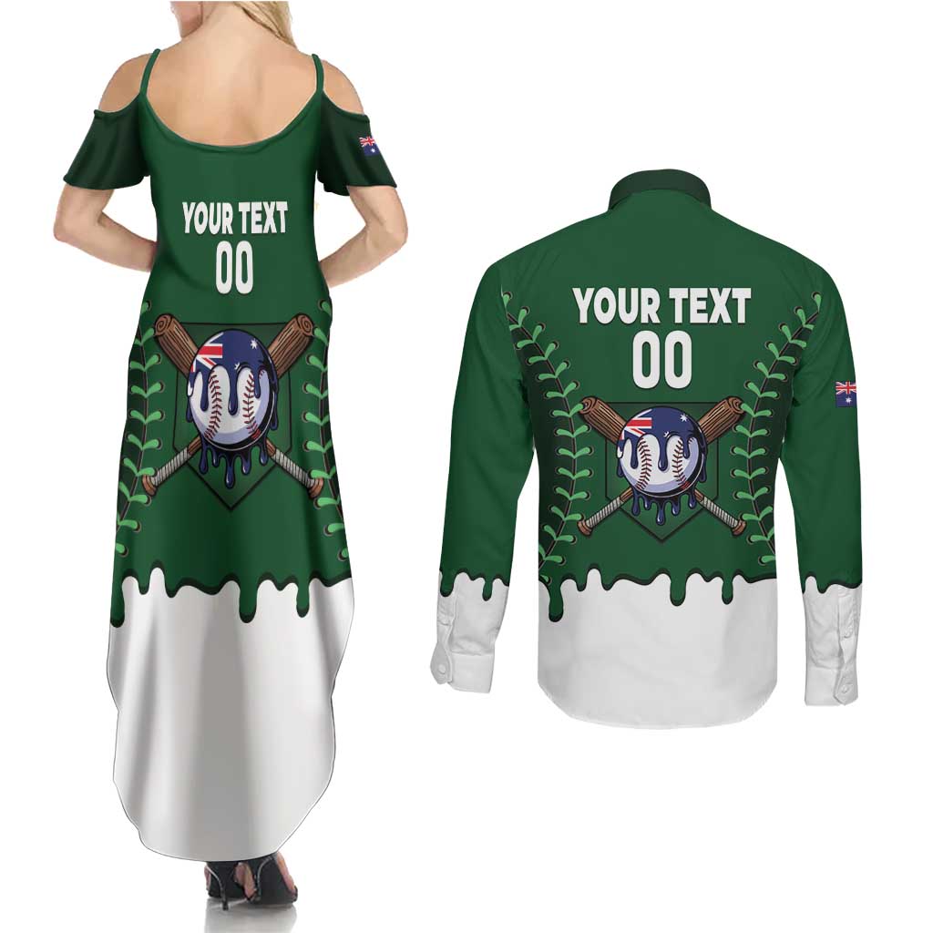 Australia 2026 Baseball Custom Couples Matching Summer Maxi Dress and Long Sleeve Button Shirt Go Aussie Drip Style