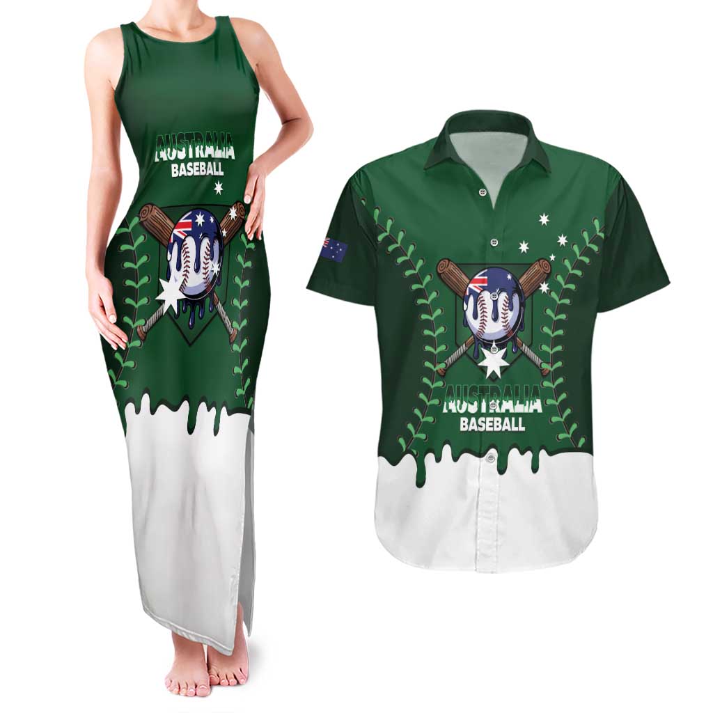 Australia 2026 Baseball Custom Couples Matching Tank Maxi Dress and Hawaiian Shirt Go Aussie Drip Style