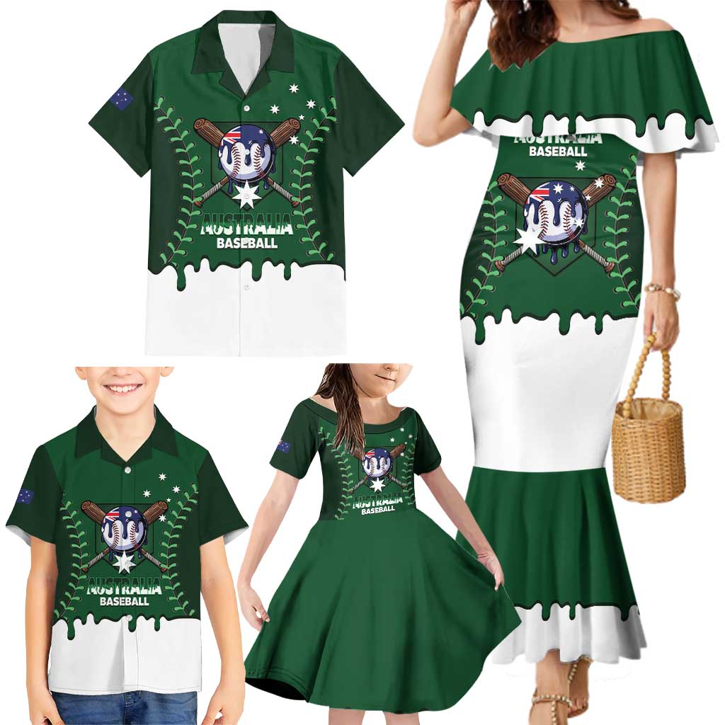 Australia 2026 Baseball Custom Family Matching Mermaid Dress and Hawaiian Shirt Go Aussie Drip Style