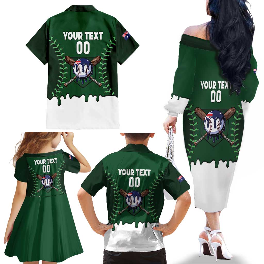 Australia 2026 Baseball Custom Family Matching Off The Shoulder Long Sleeve Dress and Hawaiian Shirt Go Aussie Drip Style