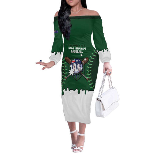 Australia 2026 Baseball Custom Family Matching Off The Shoulder Long Sleeve Dress and Hawaiian Shirt Go Aussie Drip Style
