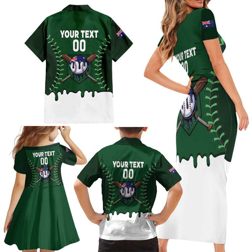 Australia 2026 Baseball Custom Family Matching Short Sleeve Bodycon Dress and Hawaiian Shirt Go Aussie Drip Style