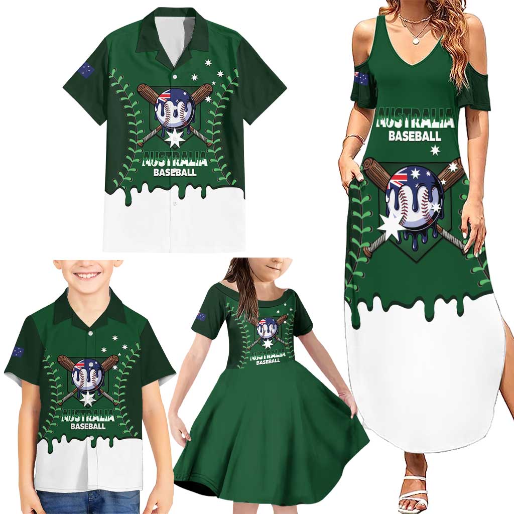 Australia 2026 Baseball Custom Family Matching Summer Maxi Dress and Hawaiian Shirt Go Aussie Drip Style